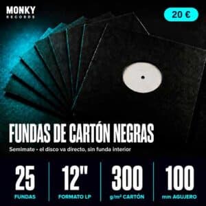 25 Fundas de Carton Negras 12"