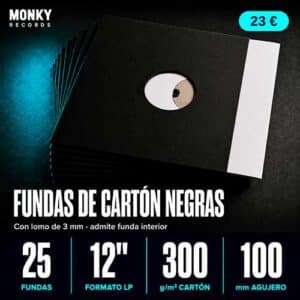 25 Fundas de Cartón Negras con Lomo 12"